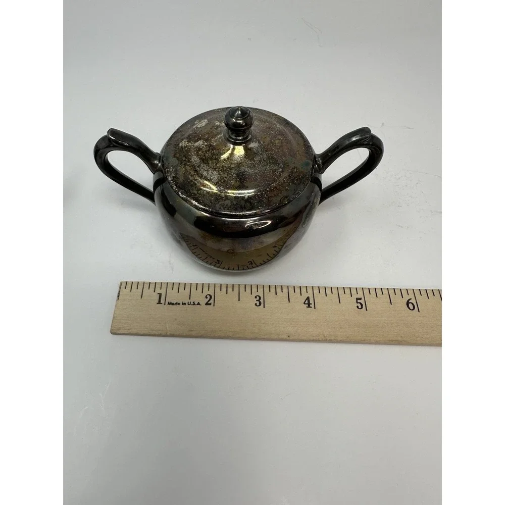 F.B. Rogers Silver Co. 1883 Silver on Copper Sugar Bowl and Creamer Set